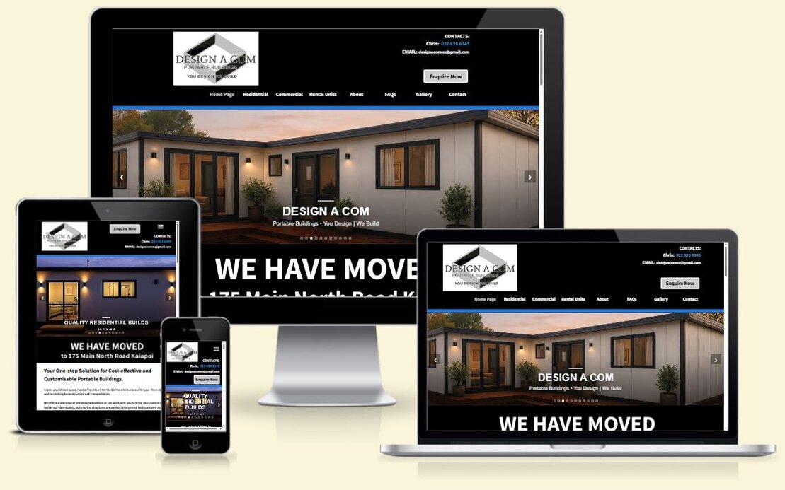 Screenshot of a local trade services website layout