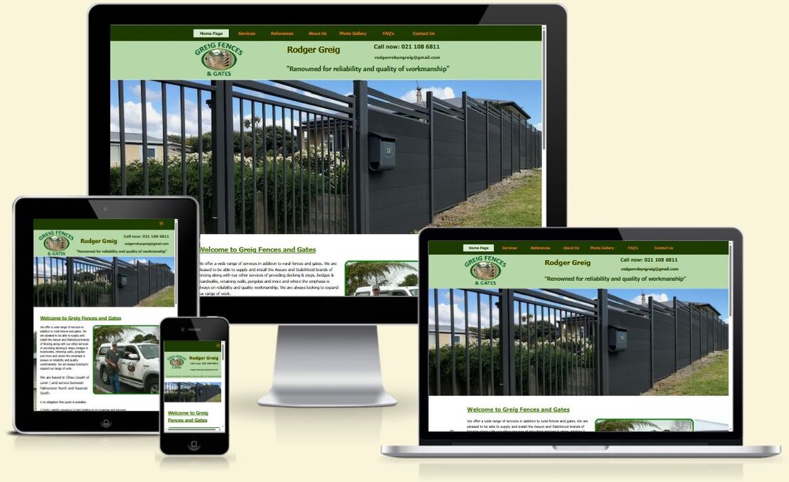 Screenshot of a local trade services website layout