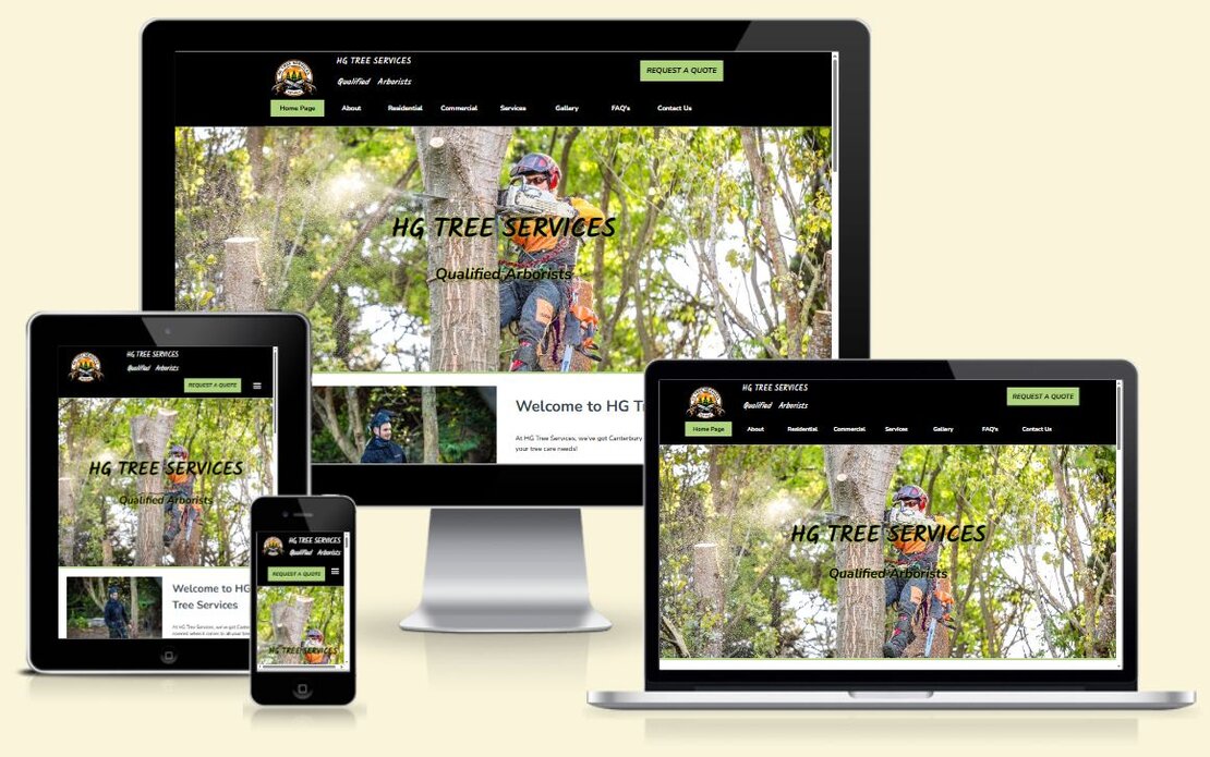 Screenshot of a local trade services website layout