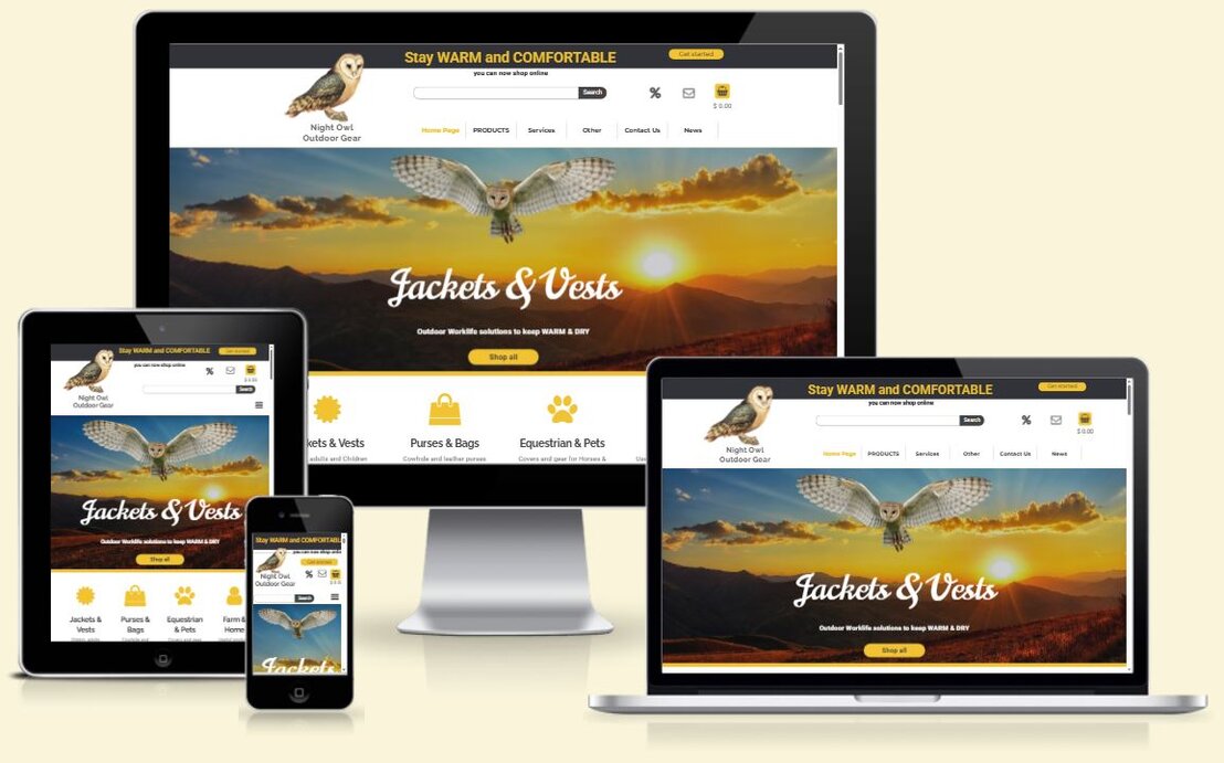 Screenshot of a local trade services website layout