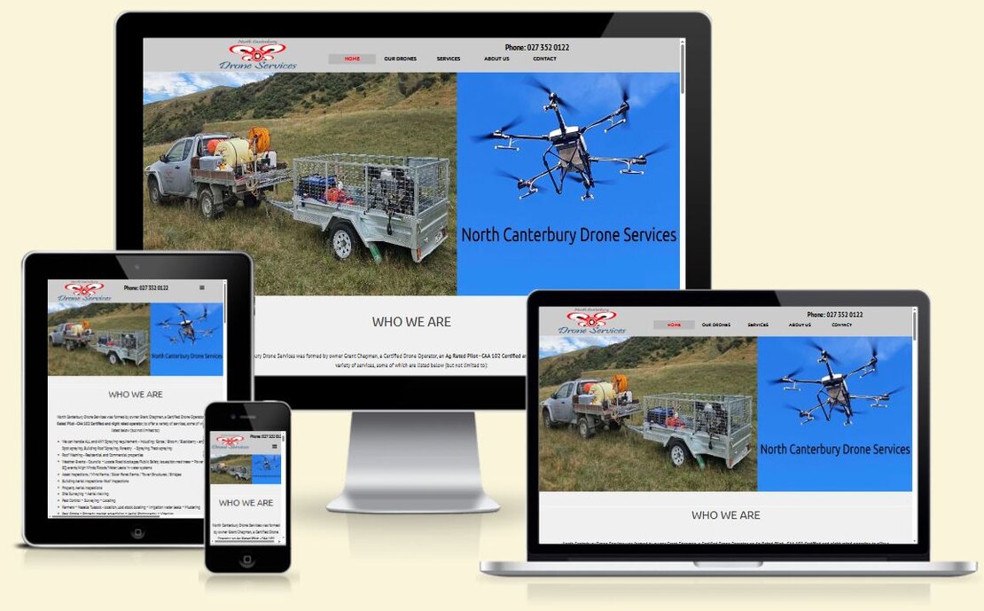 Screenshot of a local trade services website layout