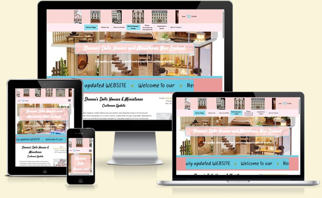 Screenshot of a boutique gift shop website design