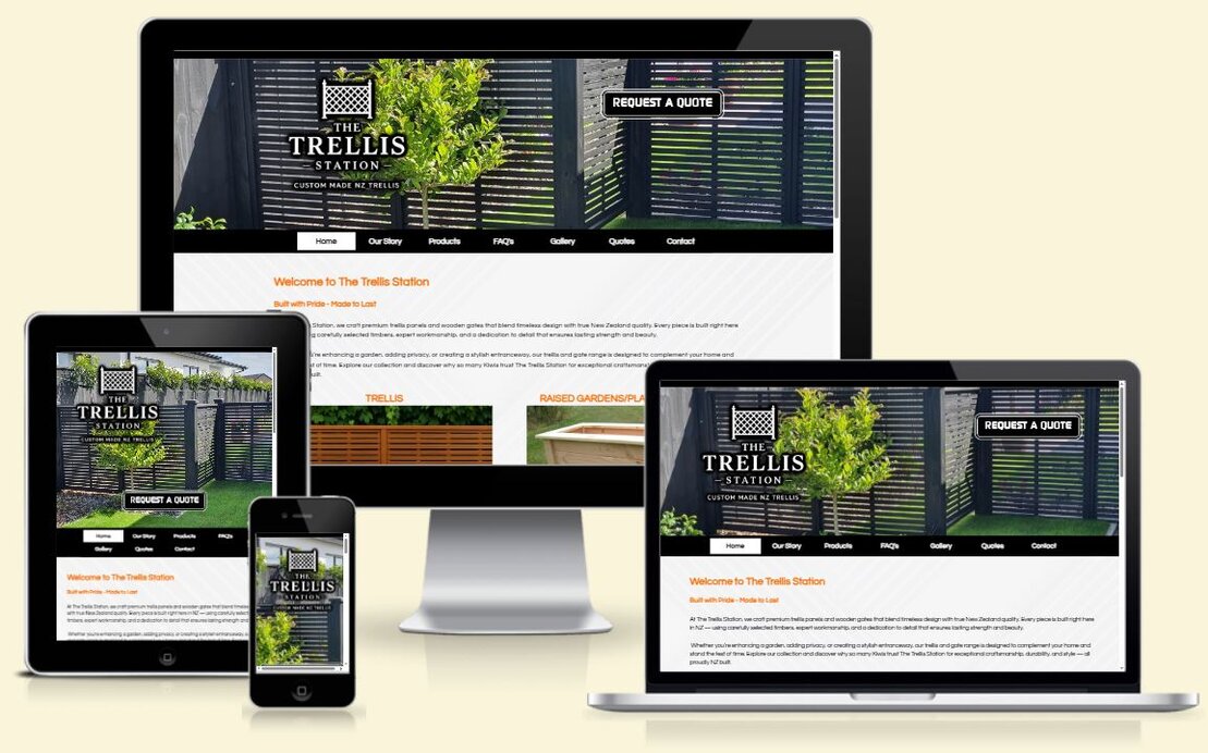 Screenshot of a local trade services website layout